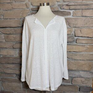 Sanctuary White Long Sleeve Split Neck Top Size 1X Lightweight Rayon Blend